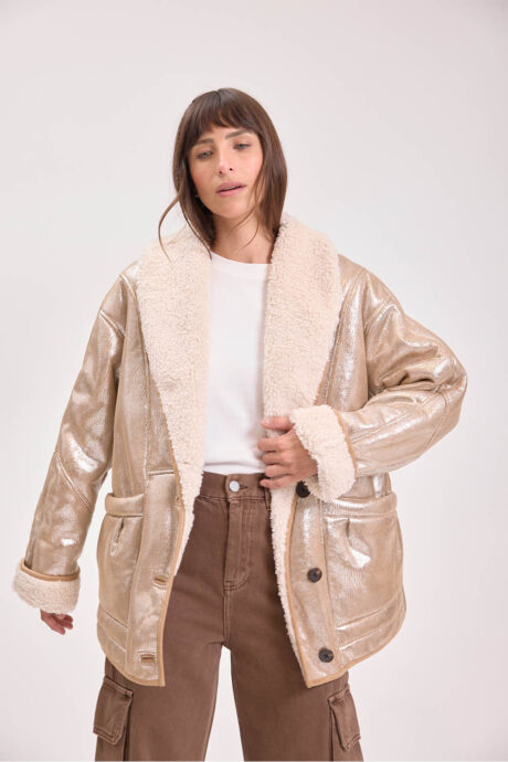 CHAQUETA EFECTO PIEL METALIZADO MAGGIE - Imagen 3