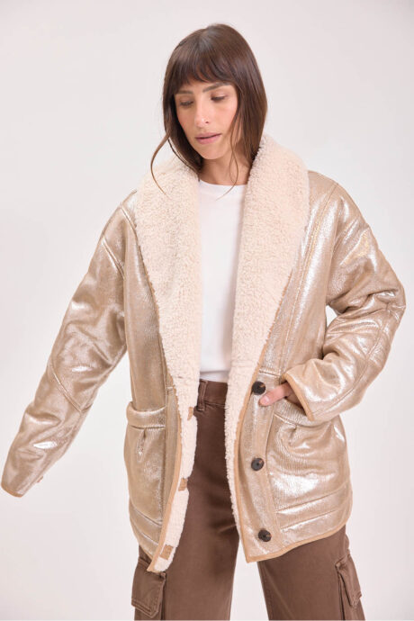 CHAQUETA EFECTO PIEL METALIZADO MAGGIE - Imagen 5