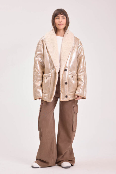 CHAQUETA EFECTO PIEL METALIZADO MAGGIE