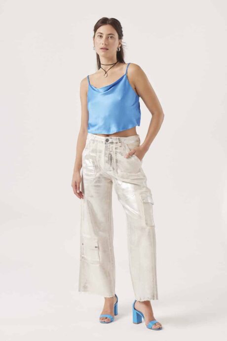 JEANS WIDE CARGO METALIZADO JANICE