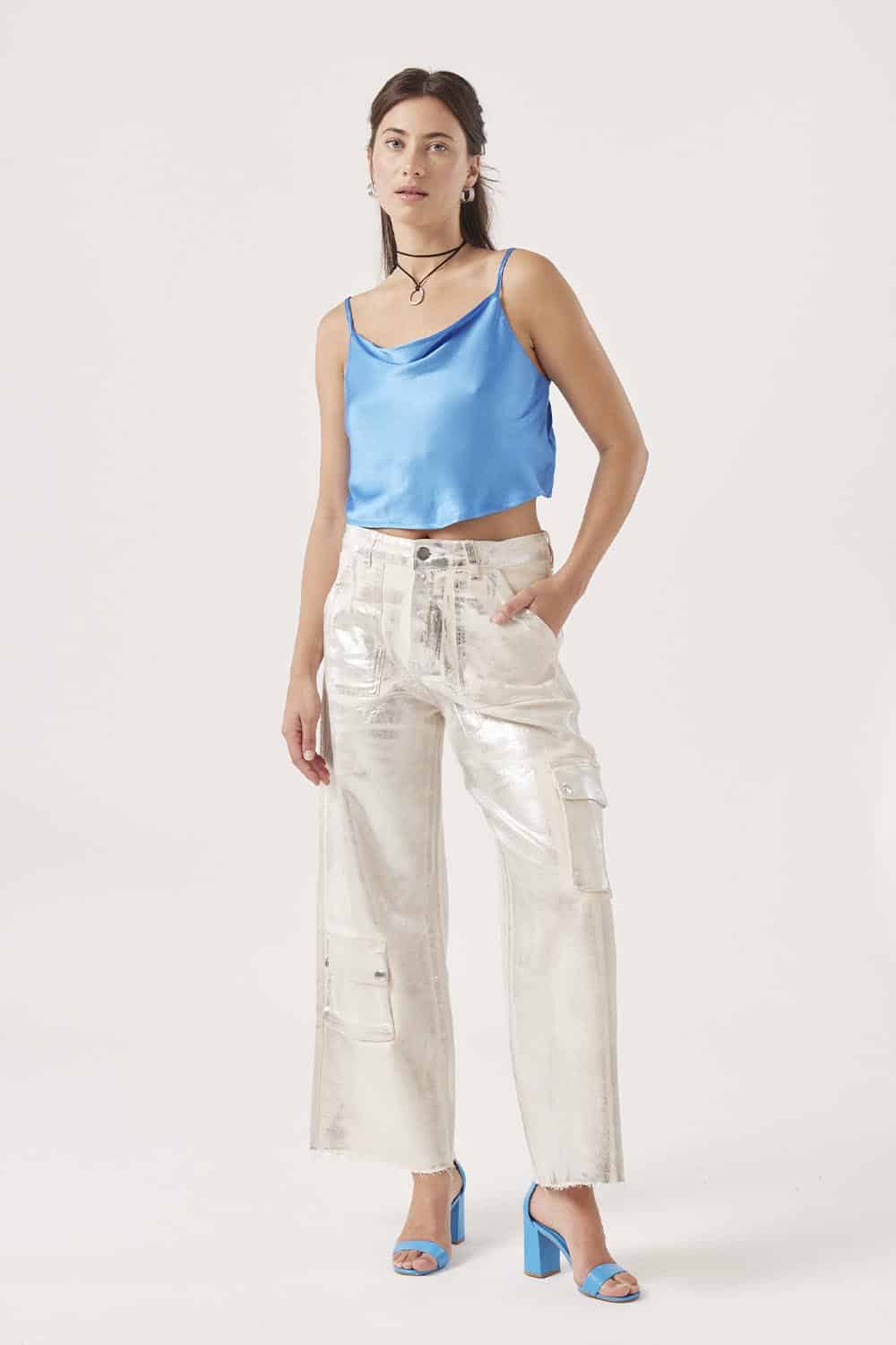 JEM745C_0000_BLM570, JEM745C (4) JEANS WIDE CARGO METALIZADO JANICE - Imagen 1
