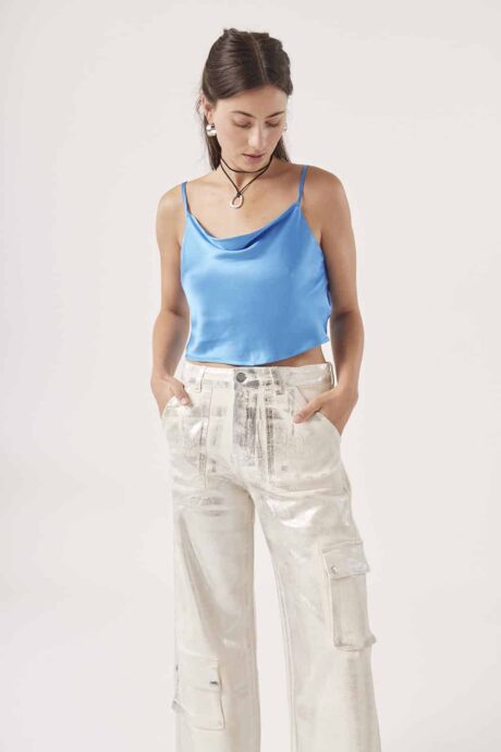 JEANS WIDE CARGO METALIZADO JANICE - Imagen 2