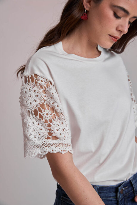 TSHIRT MANGA BRODERIE ANA - Imagen 5