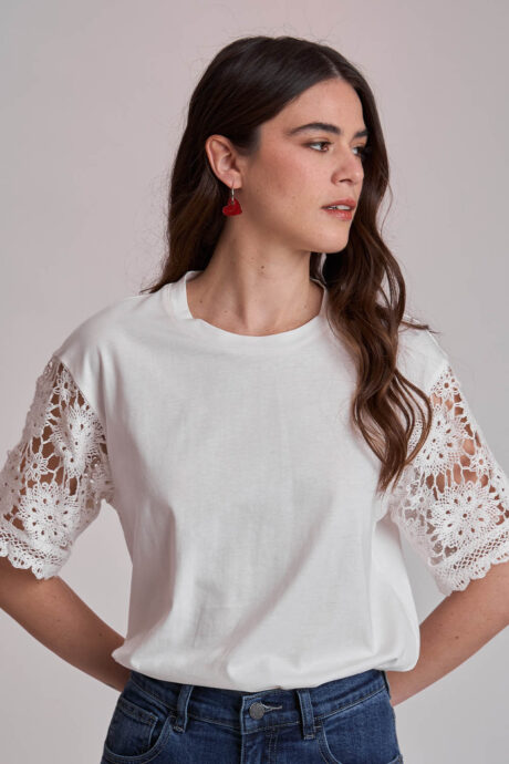 TSHIRT MANGA BRODERIE ANA - Imagen 3