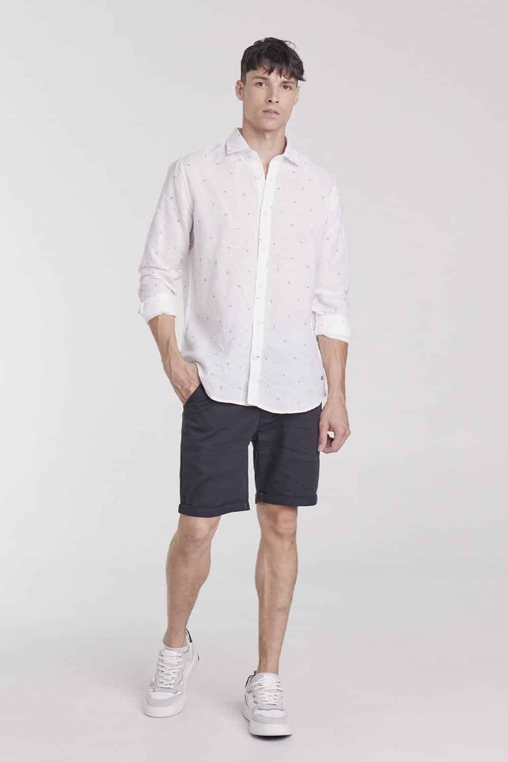 CAH342B_0004_CAH342B BLANCO, BEH183 AZUL PIEDRA (11) CAMISA SLIM HALTON - Imagen 1